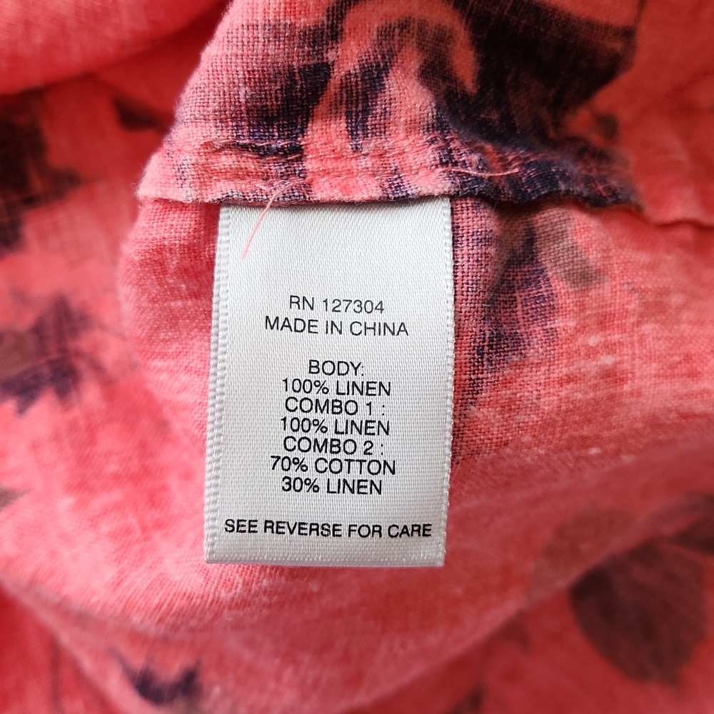 John Mark Tunic Top Women Size 1X Linen V Neck Button Cottagecore Hippie Boho - Picture 10 of 17